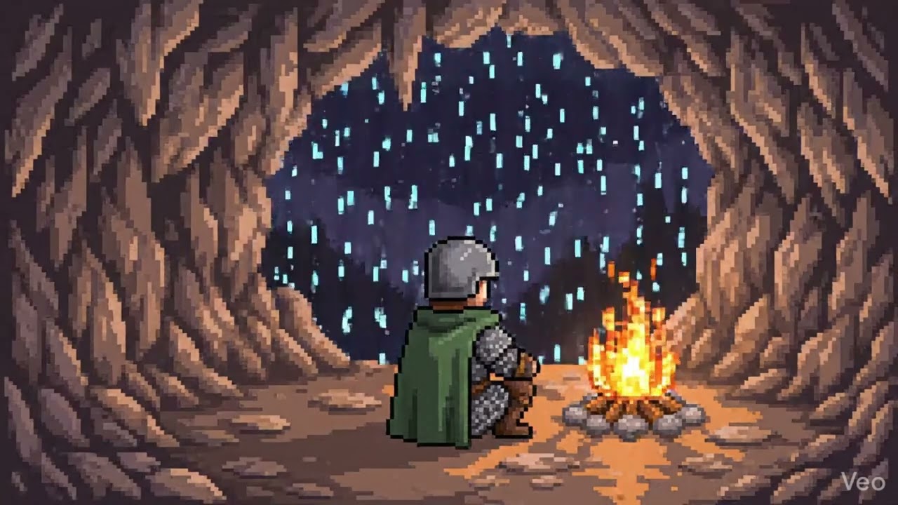 Cozy Rain Cave 🌧️ Pixel Art Lofi for Focus & Calm (1 Hour)