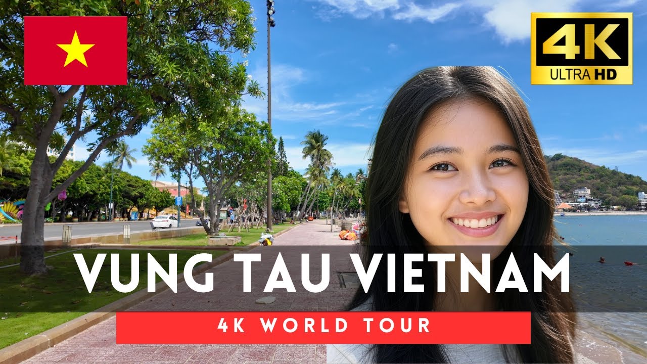Vietnam walking tour - 3 hours Vung Tau downtown walk 4k 60fps