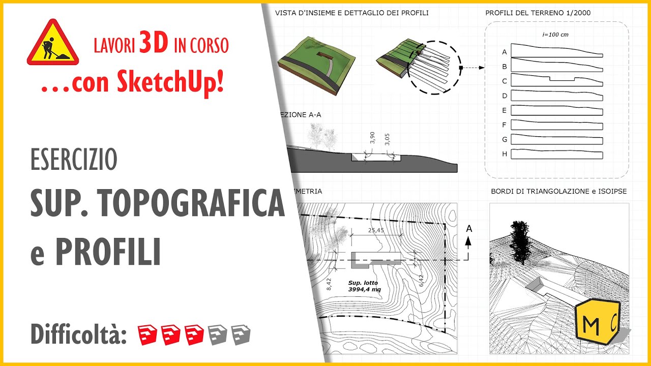 ESERCIZI con SketchUp: SUP. TOPOGRAFICA (Live Facebook 9/6/2020)