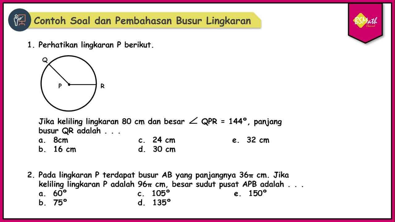 Contoh Soal dan Pembahasan Busur Lingkaran - Matematika Kelas XI Kurikulum Merdeka