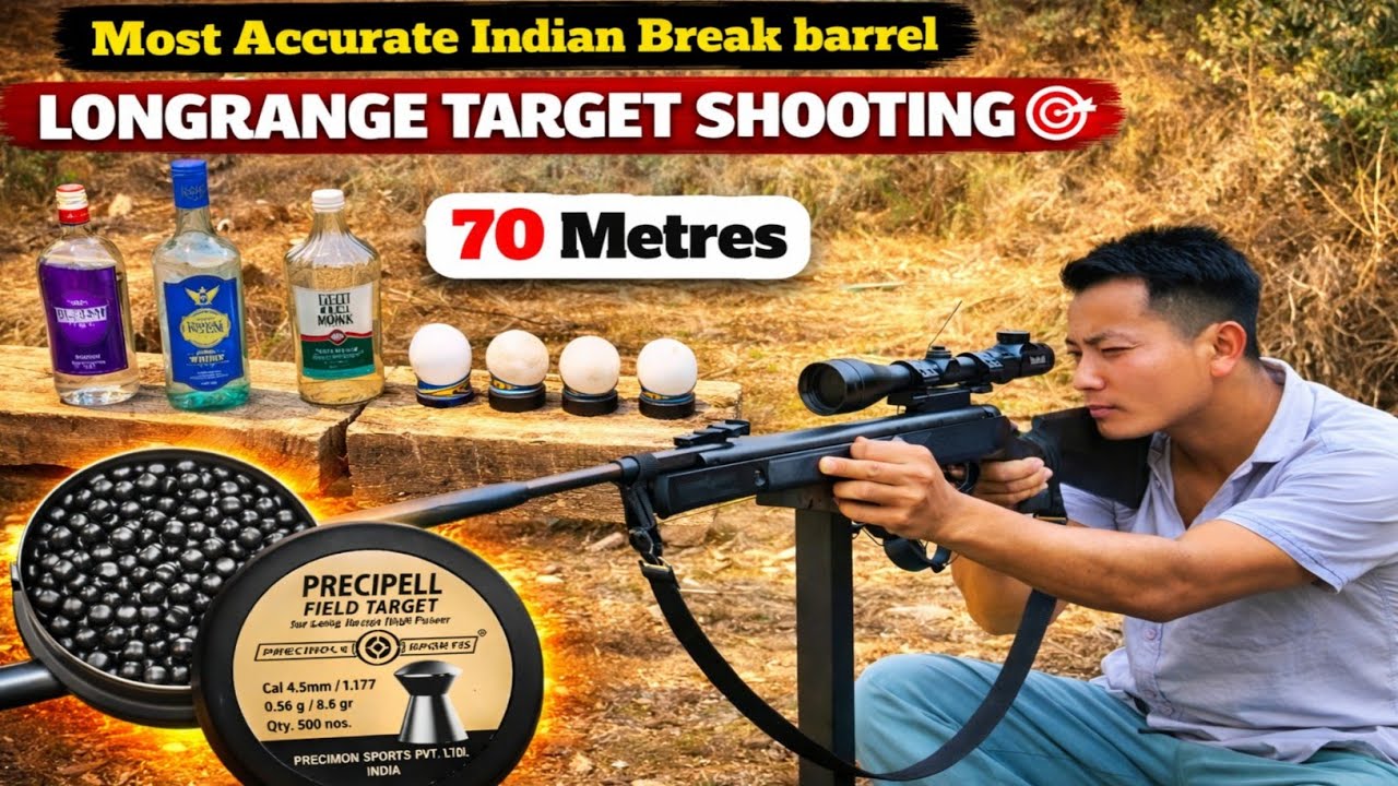 70 Metres Longrange Target shooting🎯 Most Accurate India Break barrel air rifle #nx200