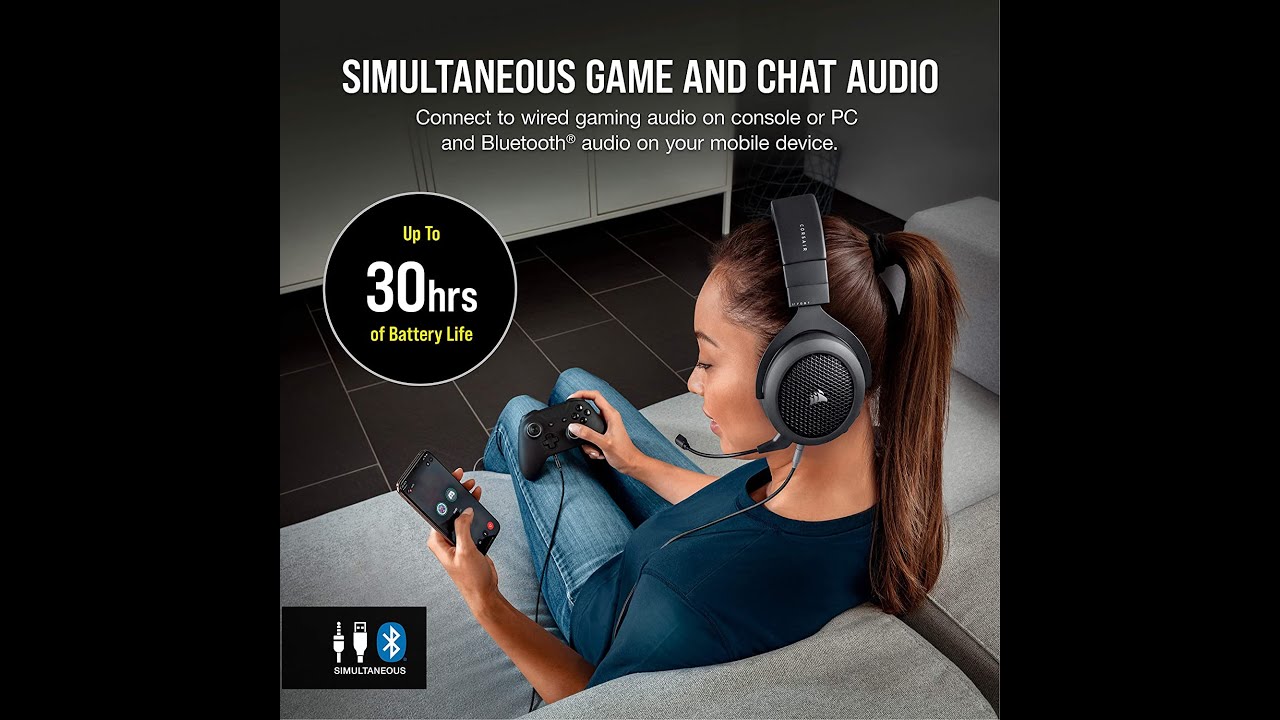 Corsair HS70 Bluetooth   Wired Gaming Headset with Bluetooth