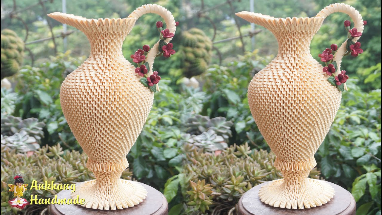 3d origami classical style ewer tutorial P1 | DIY paper ewer  home decoraton idea