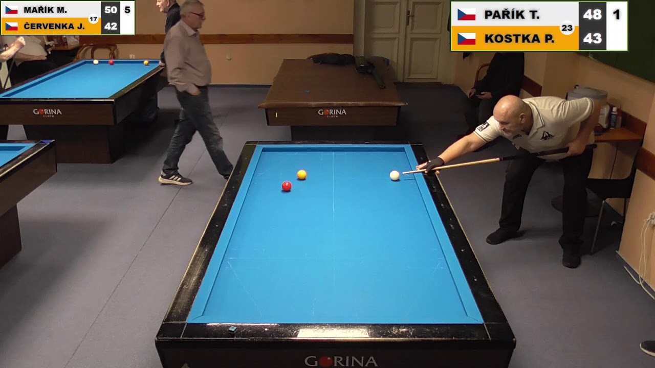 Czech league | 1-cushion | 2nd class | 15th round | Petr Kostka v Tomáš Pařík