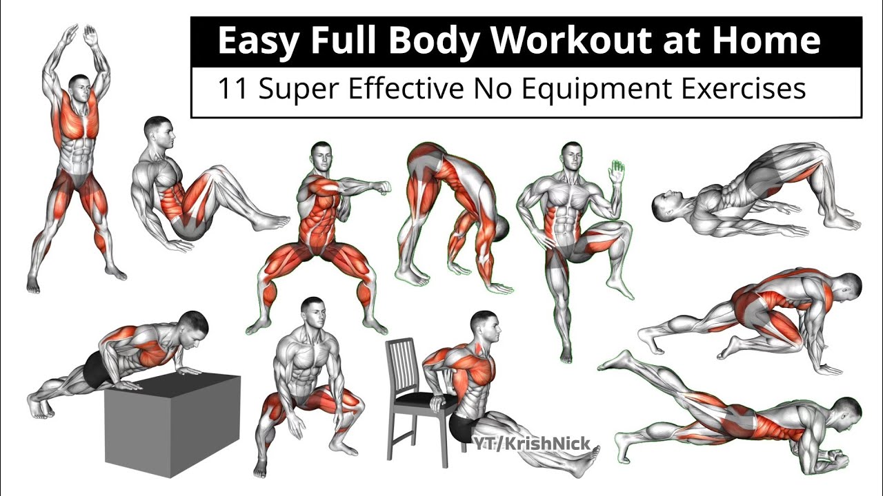 Easy Full Body Workout at Home | 11 Super Effective No Equipment Exercises