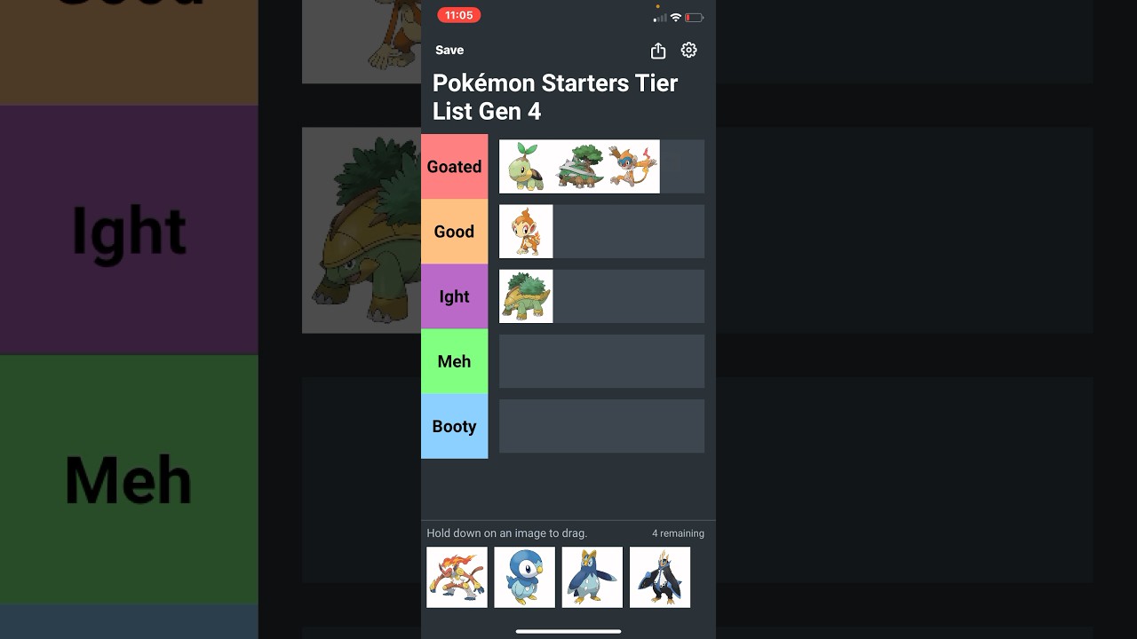 Pok&eacute;mon Starters Tier List Gen 4 #ranked #tierlist #pokemon