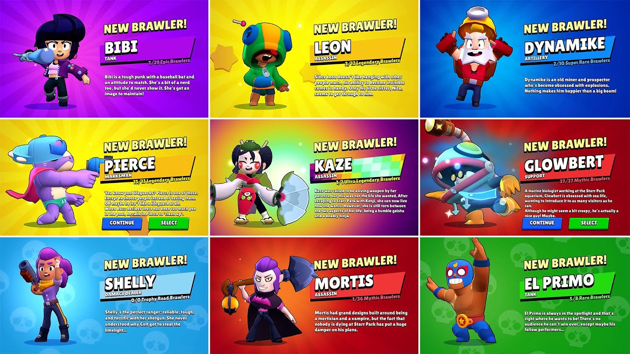 ALL 99 BRAWLER UNLOCK ANIMATIONS | PIERCE, GLOWBERT & more ...