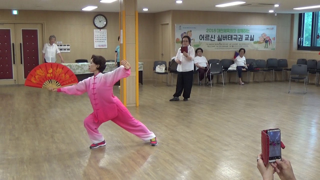 18식 태극선 백종숙 강사 시범 2018 7 30 소사지회 경로대학