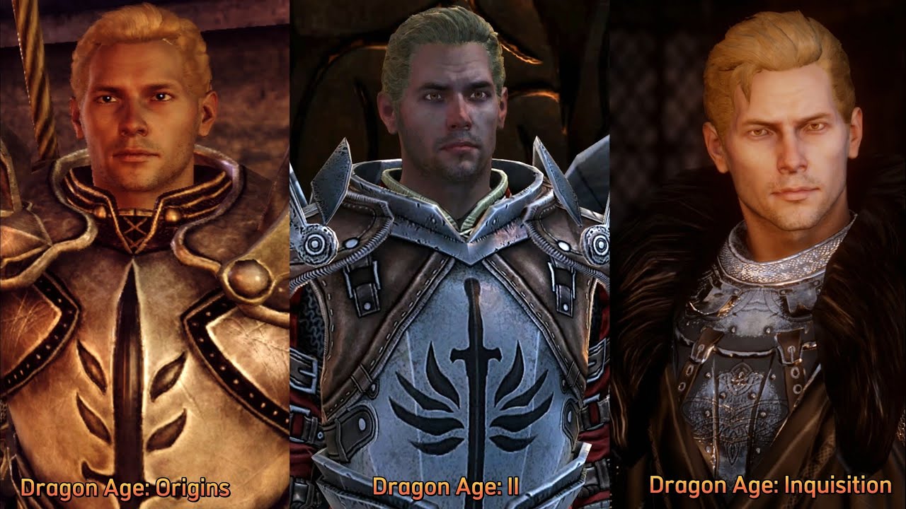 Cullen Rutherford through the Dragon Age trilogy with Inquisition's face