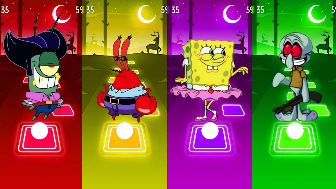 PLANCTON EXE 🆚 MR KRABS EXE 🆚 SQUIDWARD EXE  🆚 SPONGEBOB EXE | Tiles Hop Battle