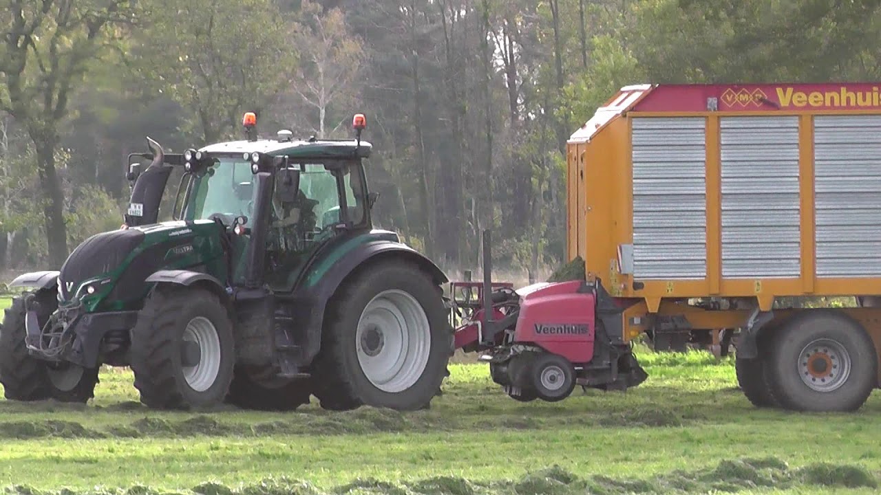 Grassilage 2019 der 4. Schnitt mit Valtra T 174 u. Veenhuis Combi 2000