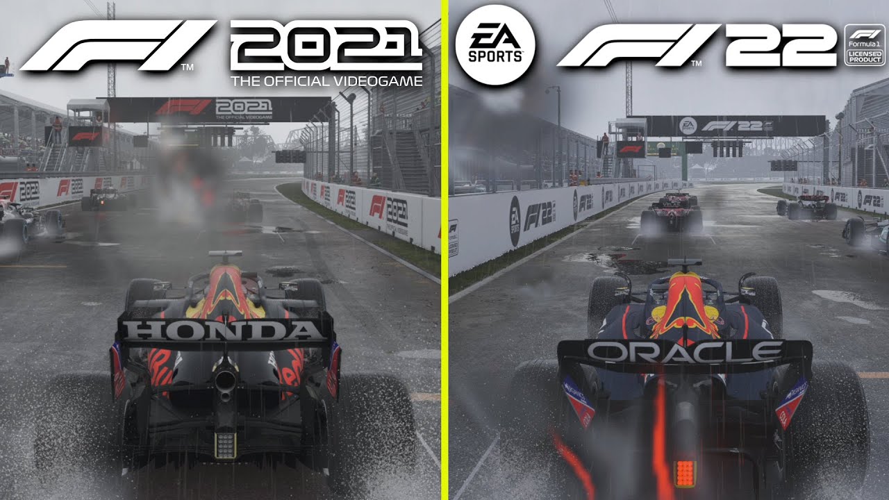F1 22 vs F1 2021 Rain Weather Effect Xbox Series X Graphics Comparison