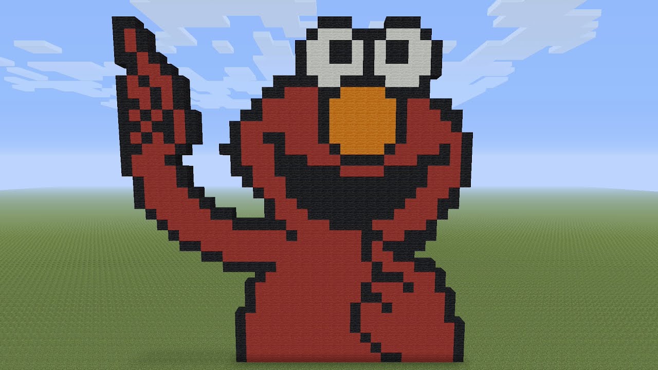 Пиксель-арт Minecraft — Элмо поднимает руку