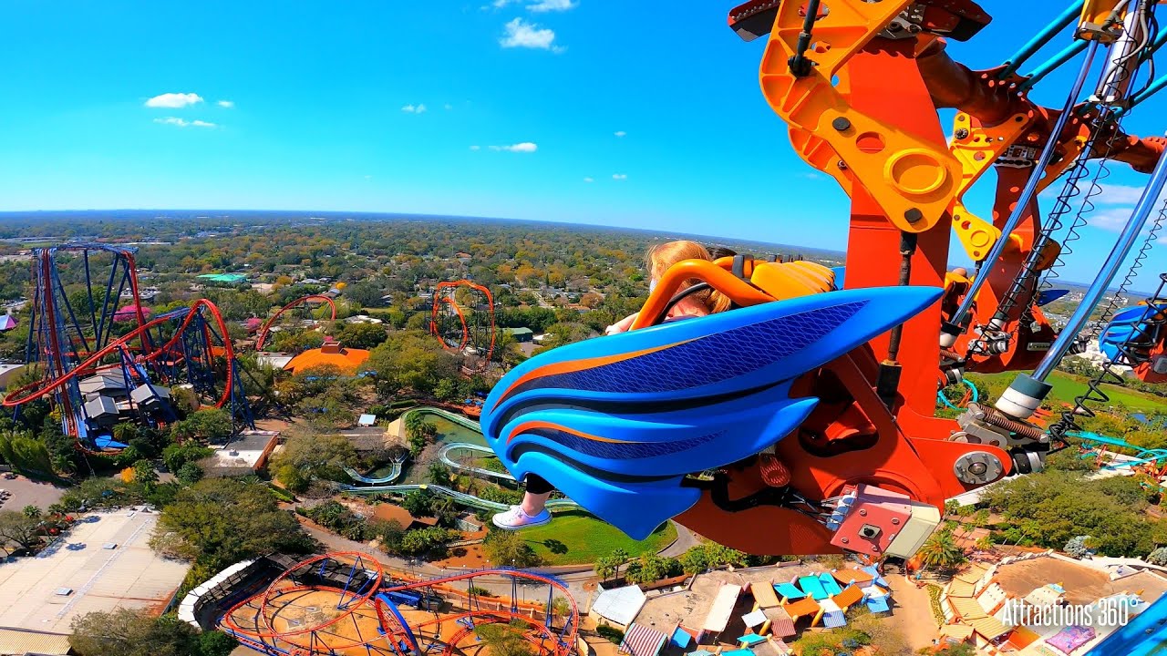 Face-First Dive Drop Tower Ride - Falcon's Fury - Free Fall POV - Busch Gardens