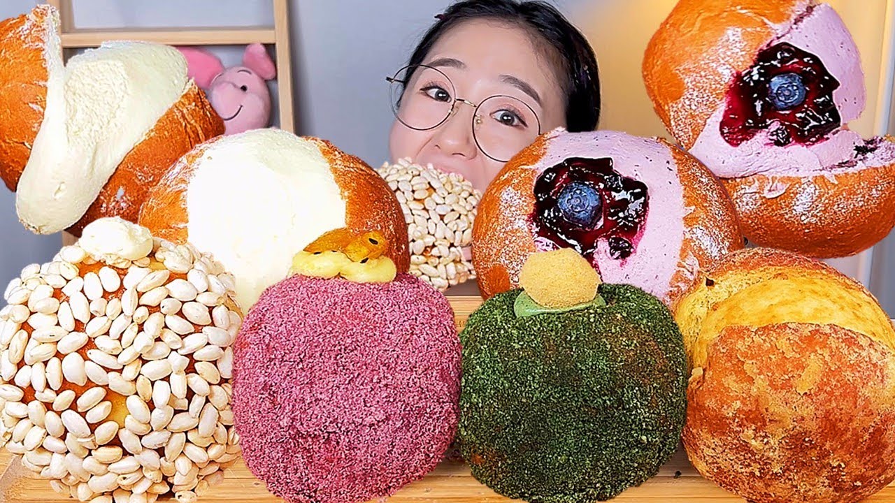 노티드도넛 추석 신메뉴 도넛🍁 조청 유과 고구마 맛탕 크림 도넛 크리미 디저트 먹방 Dessert Mukbang