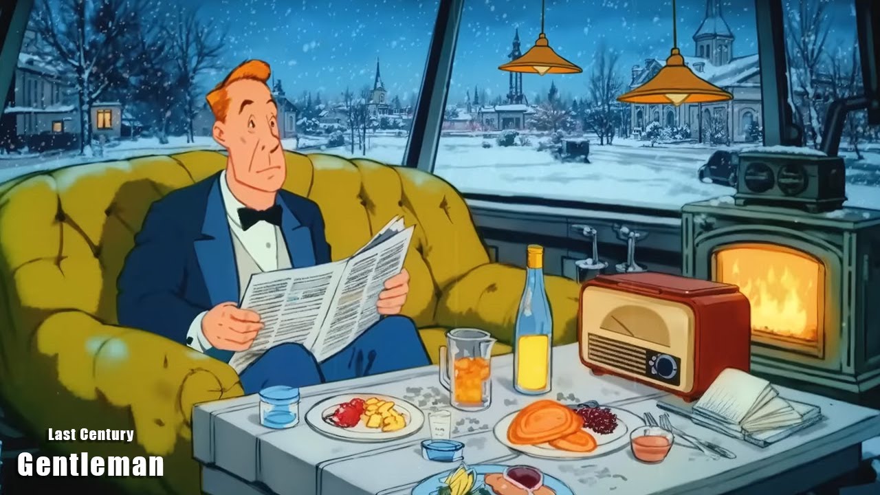 Oldies Playing in Another Room – Alone Winter Night with a Gentleman | Vintage Music