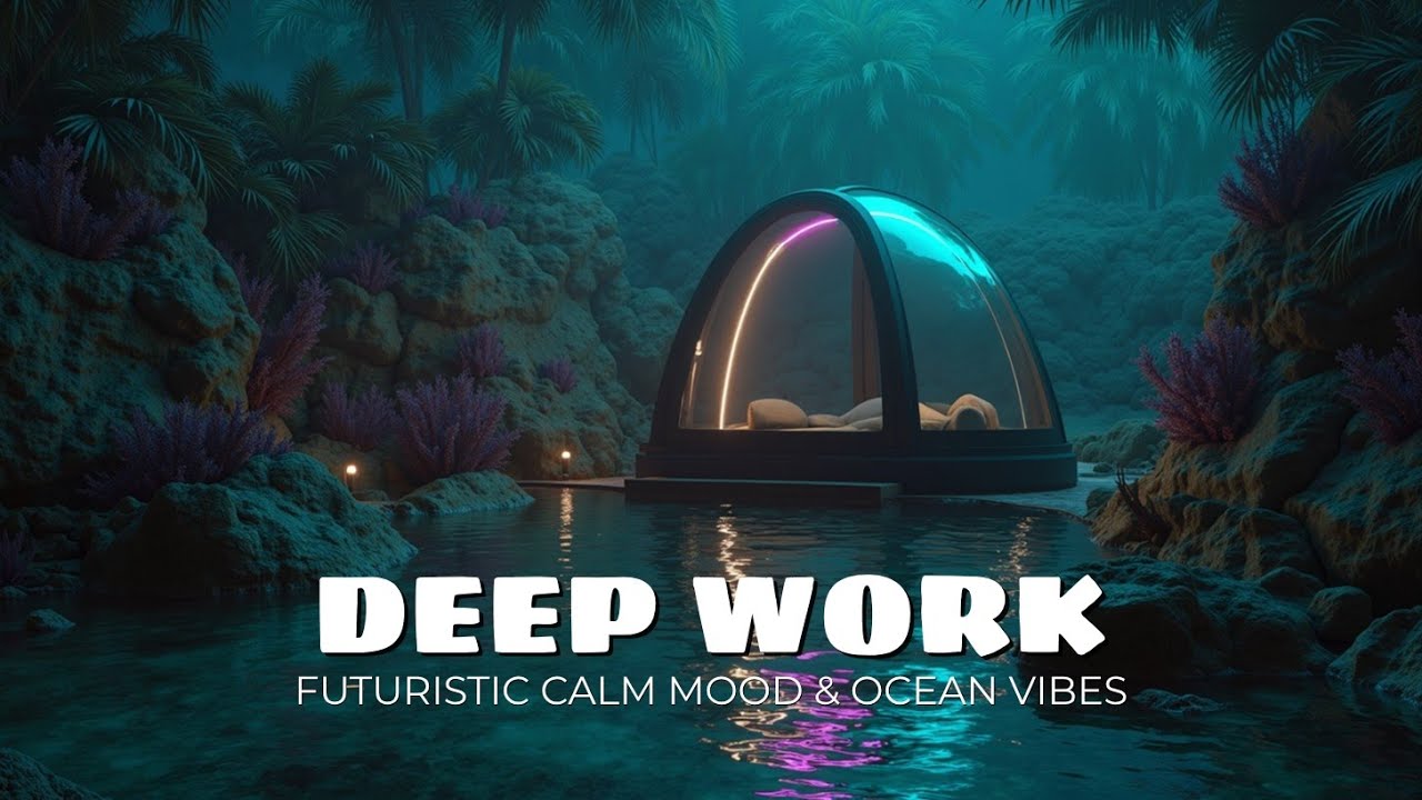 Peaceful Workspace | Night Deep Work ~ Futuristic Calm Mood & Ocean Vibes 🌴