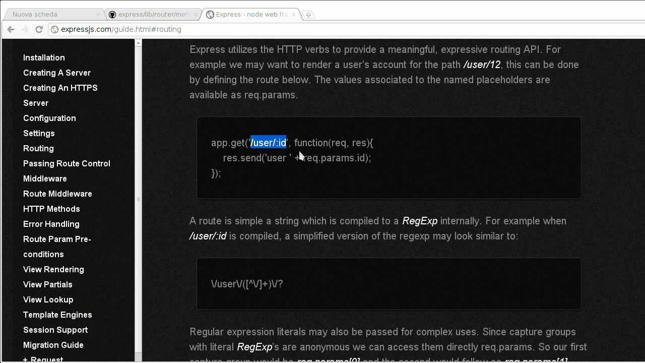 Nodejs: express, le rotte [2012]