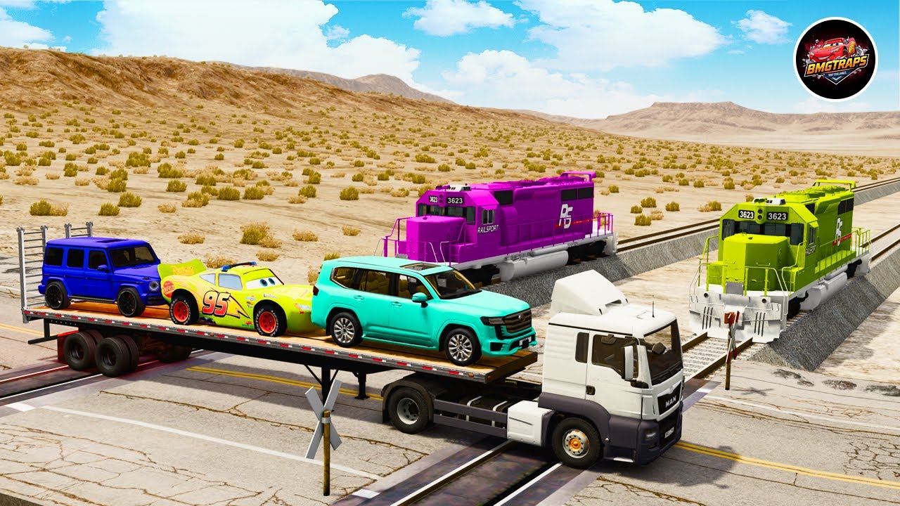 Flatbed Truck Mcqueen | Transportation with Truck - Pothole vs Car #16- BeamNG.Drive