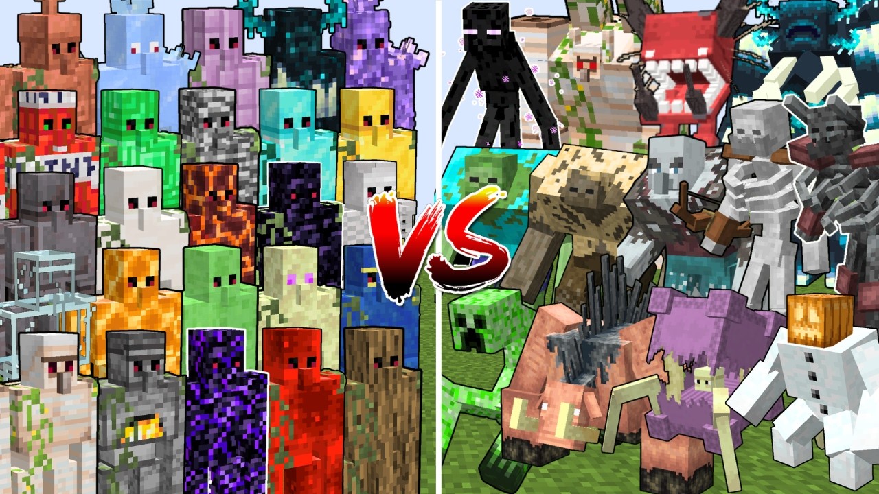 100 EXTRA GOLEM DEATHRUN (ALL MUTANT BEASTS) - Minecraft Mob Battle
