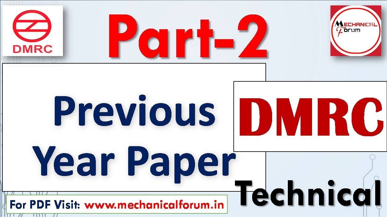 DMRC JE  Mechanical Previous Year Questions Solved | DMRC JE 2018 Preparation -Part 2