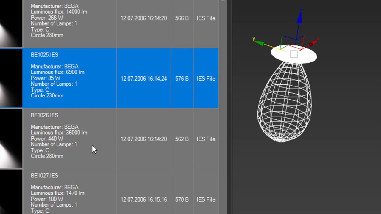 Creating IES photometric lights using data from IES file