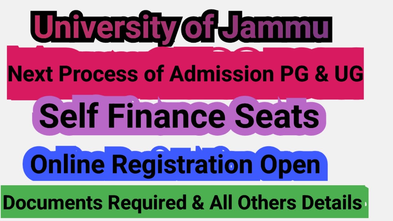 University of Jammu || PG & UG Admission Process 2026 || Self-Finance Seats
