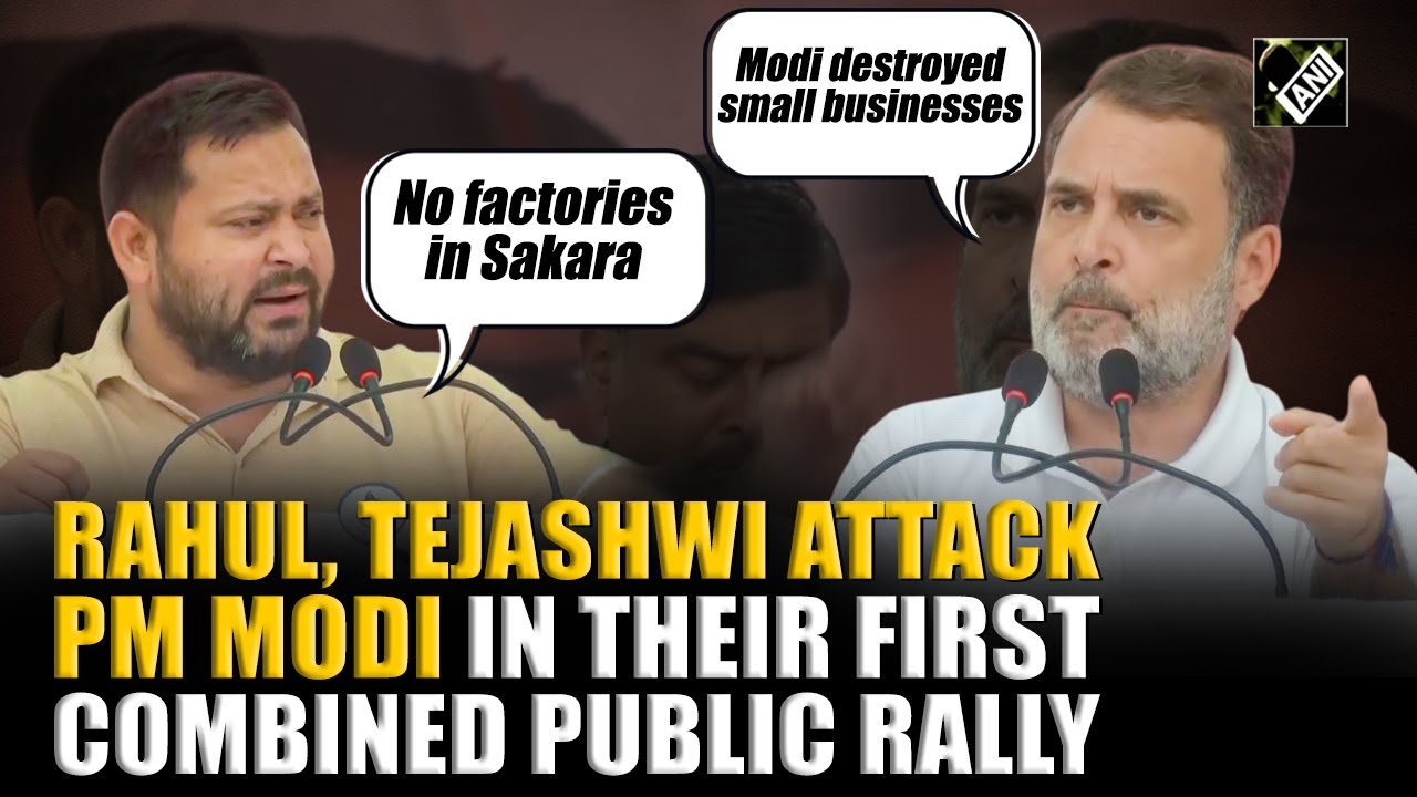 Rahul Gandhi, Tejashwi Yadav launch scathing attack on PM Modi, BJP, RSS in first public rally