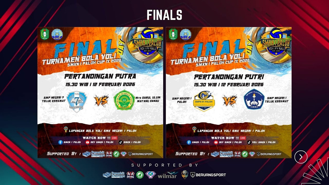 PERTANDINGAN PUTRA | FINAL MATCH DAY 12 FEBRUARI 2026 TURNAMEN BOLA VOLI SMKN 1 PALOH CUP IX 2026