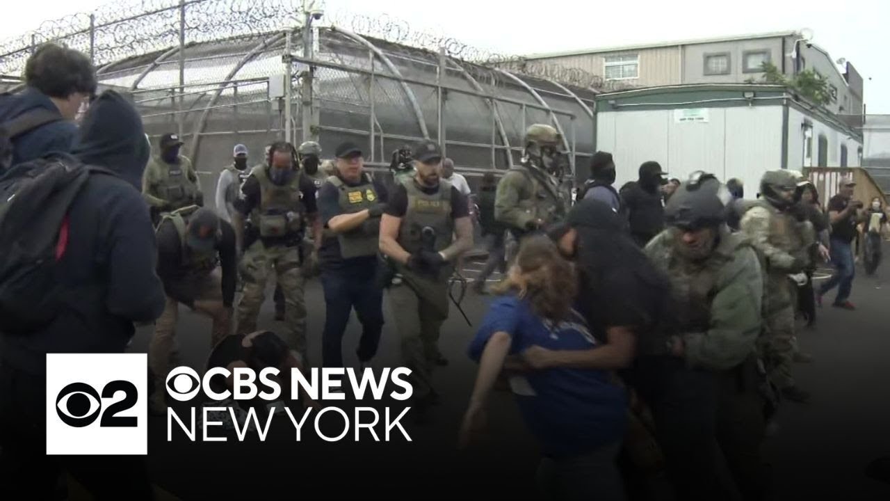Protesters, ICE agents clash outside Delaney Hall in Newark