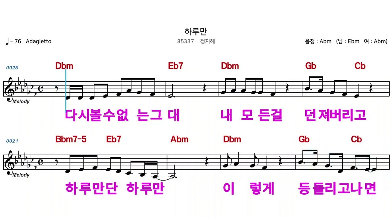 (MR)  85337  하루만  - 정지혜