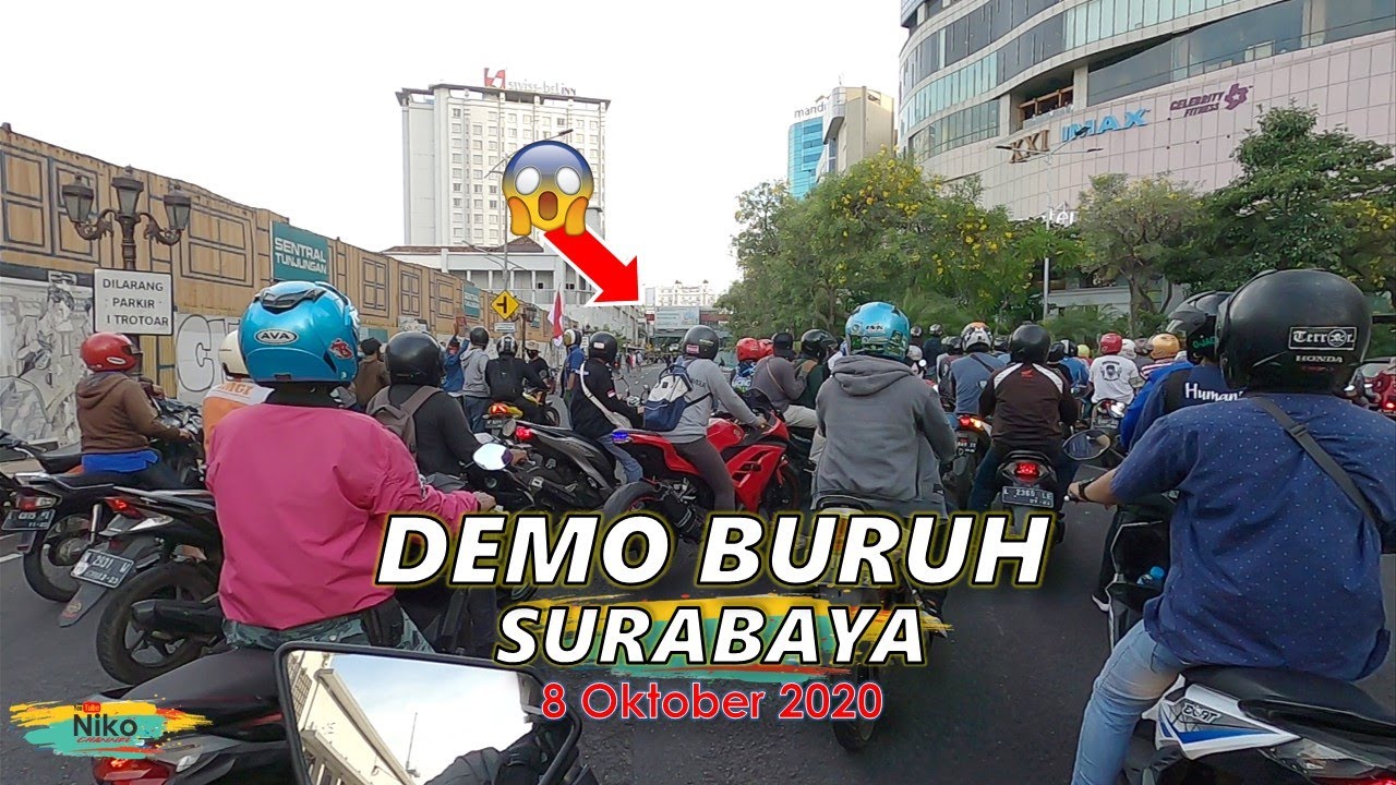 😱😱 Suasana SURABAYA saat D3M0 BURUH 8 Oktober 2020 !!! [Motovlog]