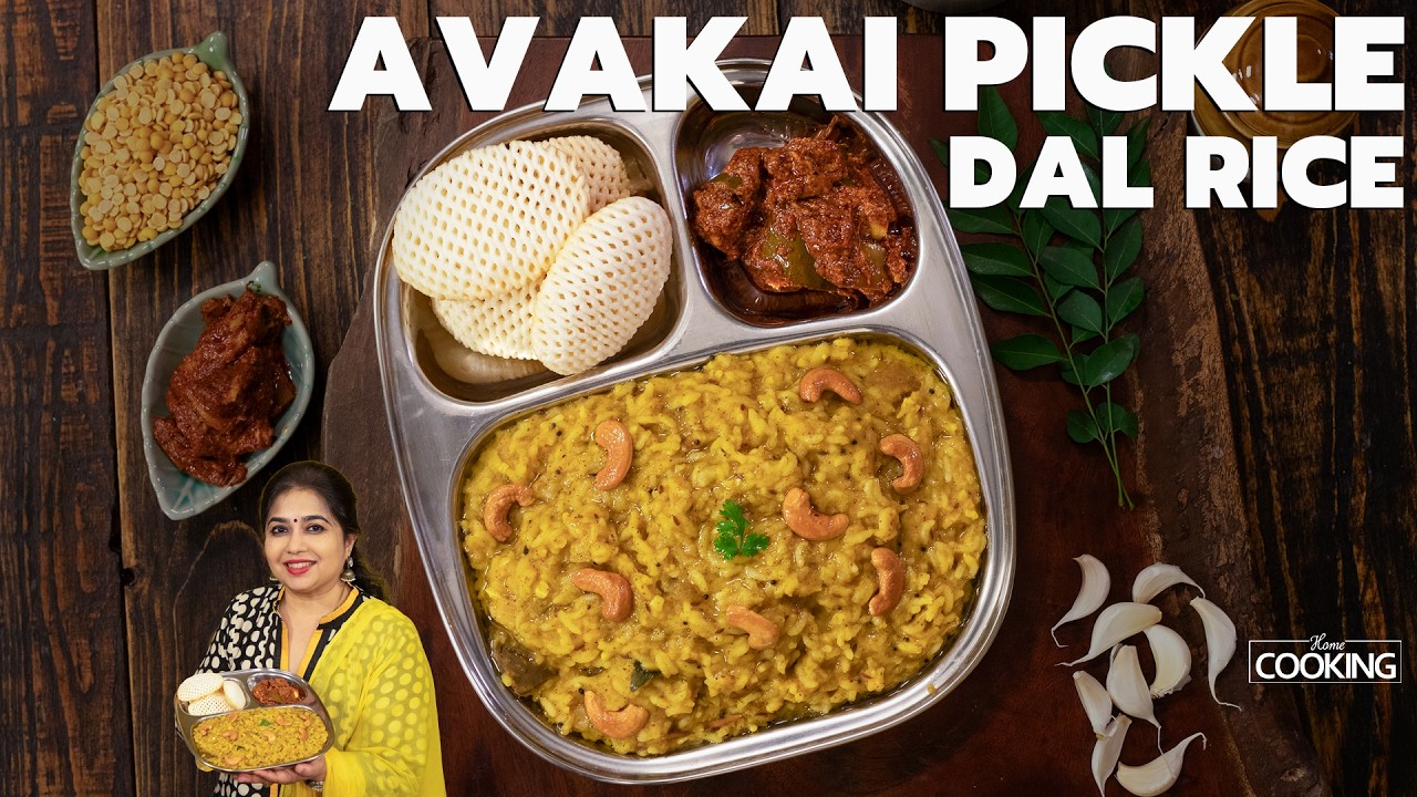 Mango Pickle Dal Rice | Easy Andhra Home Food Recipe