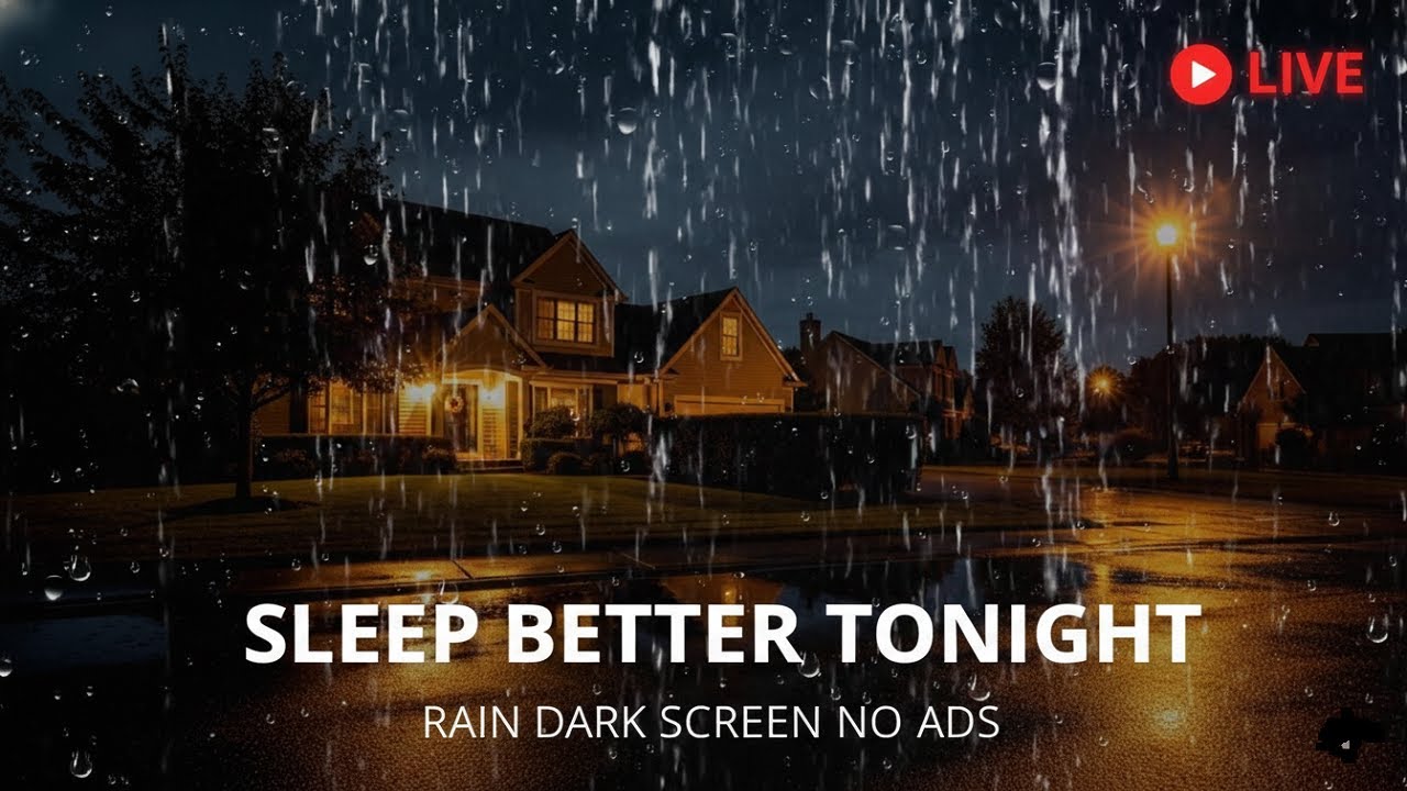 🔴 LIVE Dark Screen Rain Sounds Sleep Focus & Relax 12 Hours