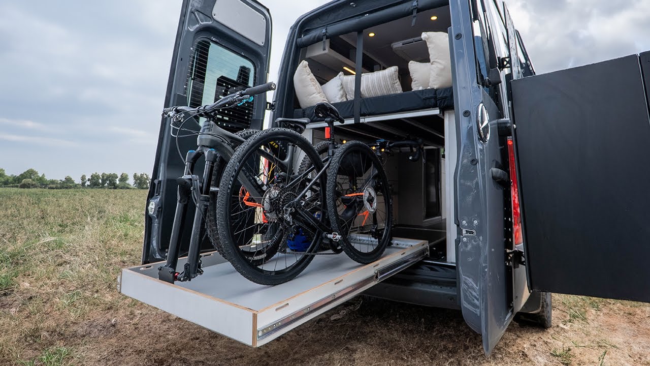 Removable Camper Van Storage and Bike Rack | Slide-Out Tray Overview
