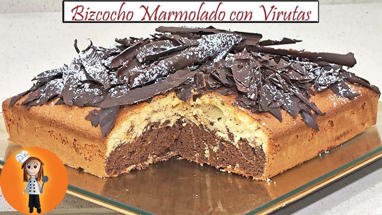 Espectacular Bizcocho Marmolado con Virutas de Chocolate | Receta de Cocina en Familia