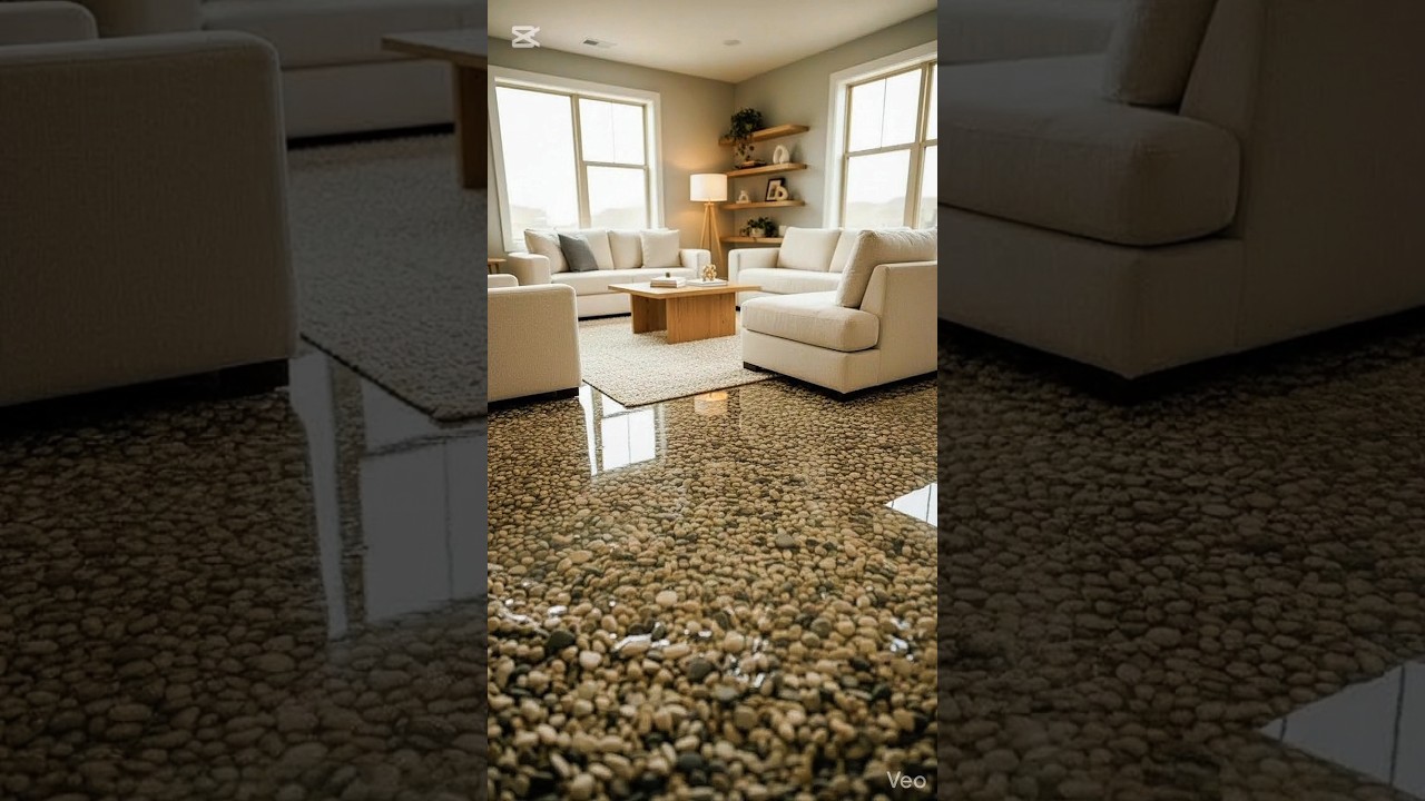Pebble Floor Transformation | Satisfying Epoxy Pour #Shorts