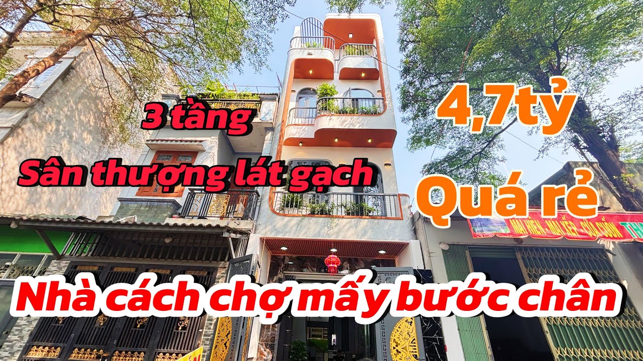 TẬP 256_NHÀ GẦN CHỢ QUÁ TIỆN. 3 TẦNG CÓ SÂN THƯỢNG GIÁ RẺ 4,7tỷ. Lh: 0966.109.695