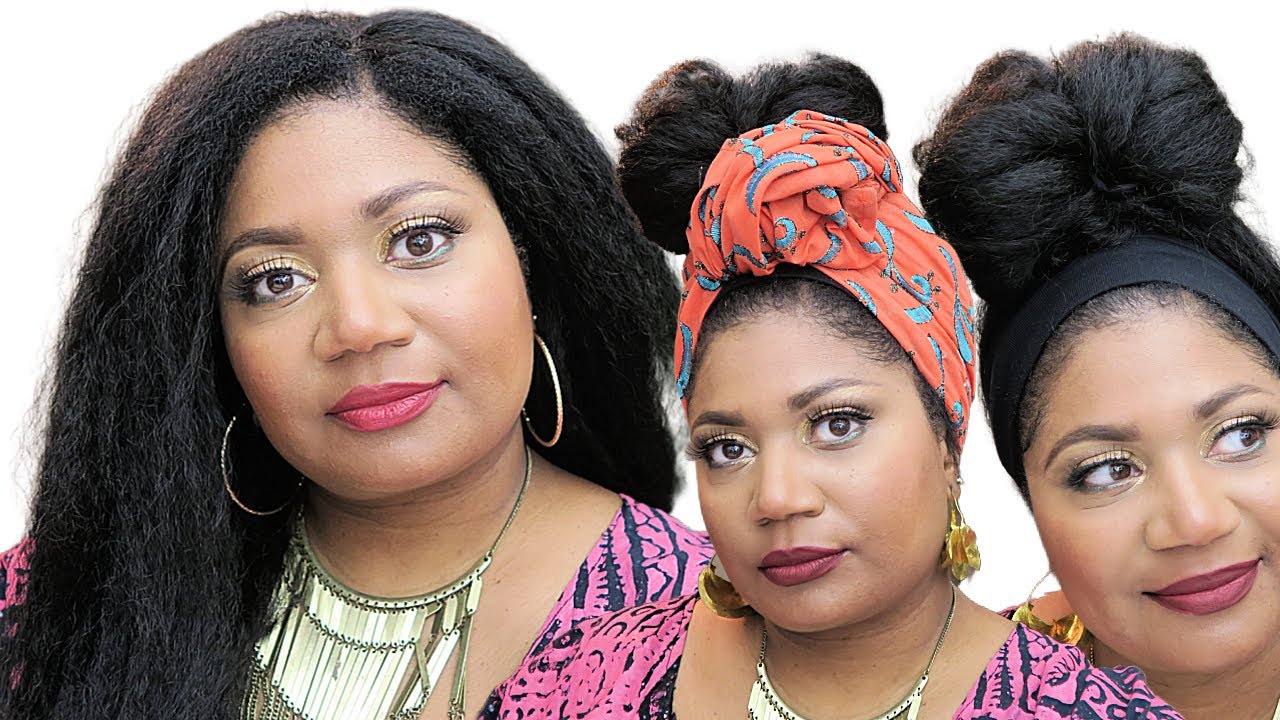 How to make a NATURAL HAIR HEADBAND & CROCHET WIG !  DIY #headbandwig #crochetwig #naturalhairwig