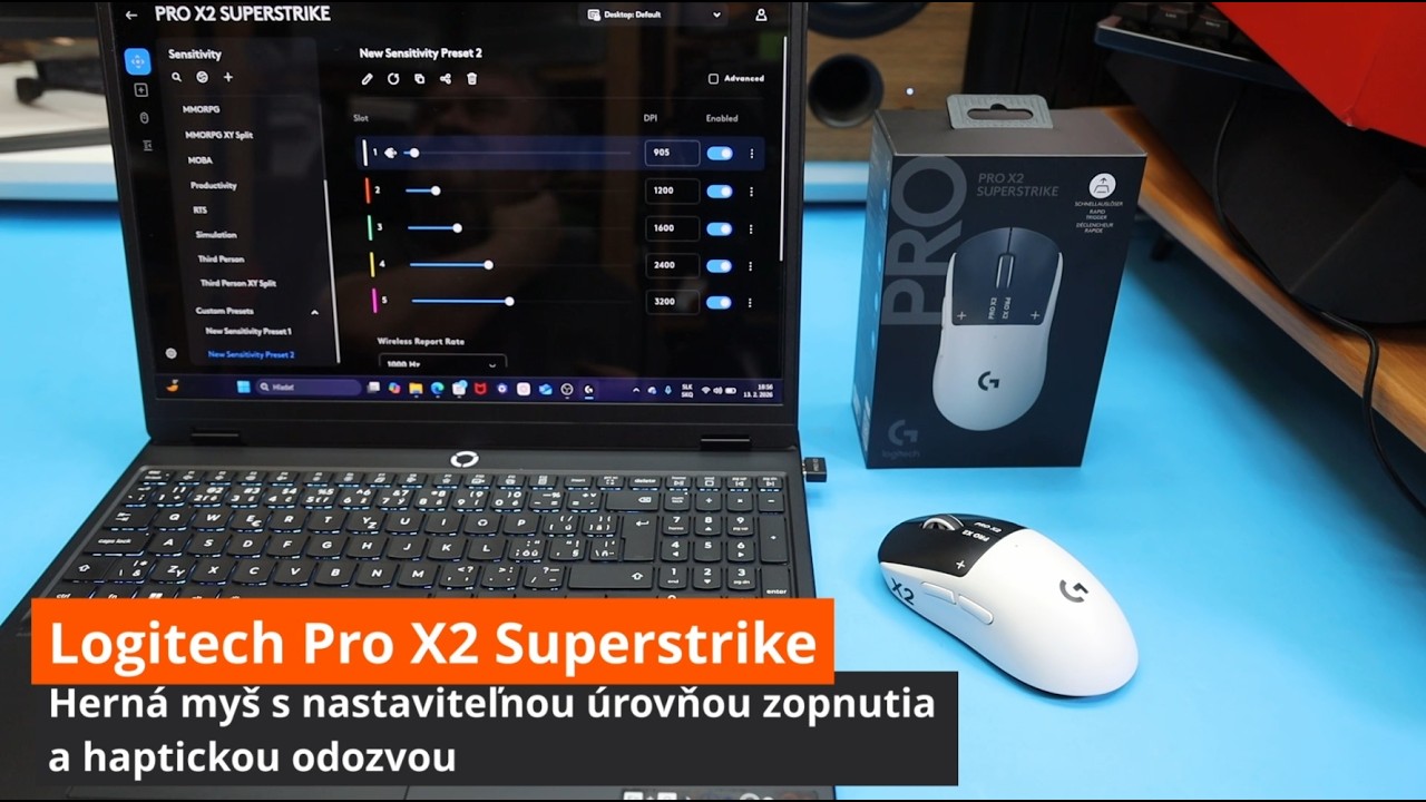 Herná myš Logitech Pro X2 Supestrike s nastaviteľnou úrovňou aktivácie