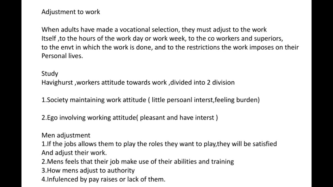 Vocational adjustment