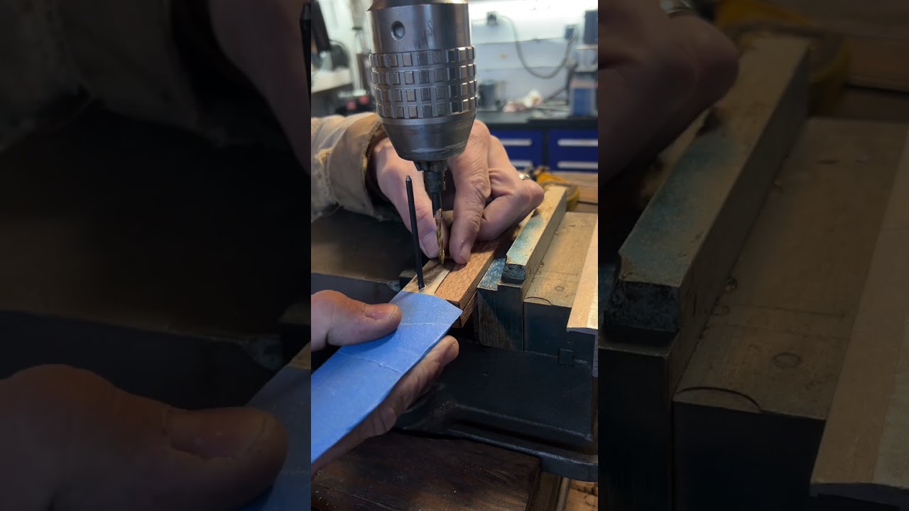 Align and drill rivet holes for a knife handle. 