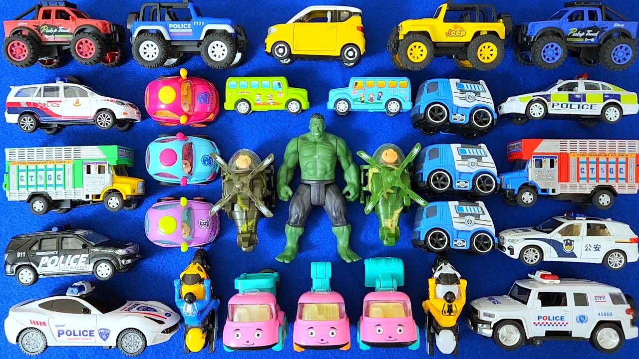 Big Toy Vehicle Collection for Kids | Construction Trucks, Pickup Truck, Police Cars and more