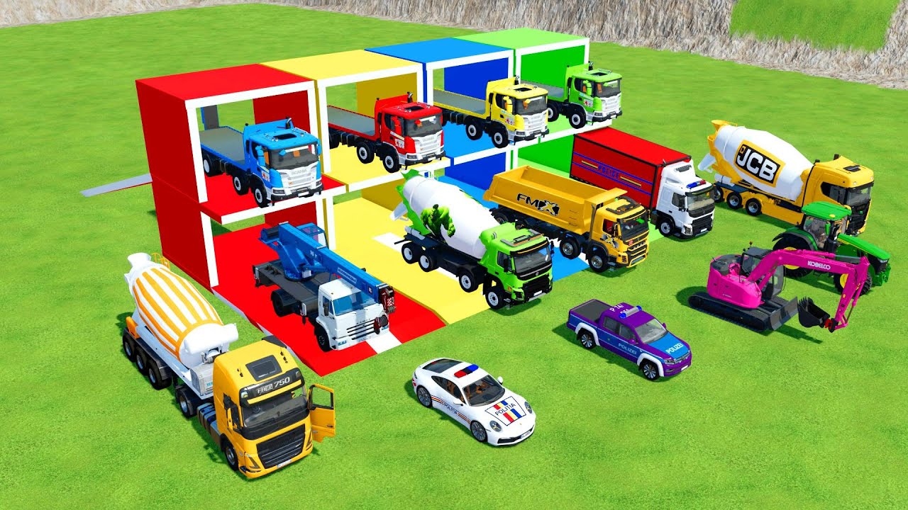 Transporting Excavator, Dump Truck, Tractor Dump Tipper & Fire Truck – FS22