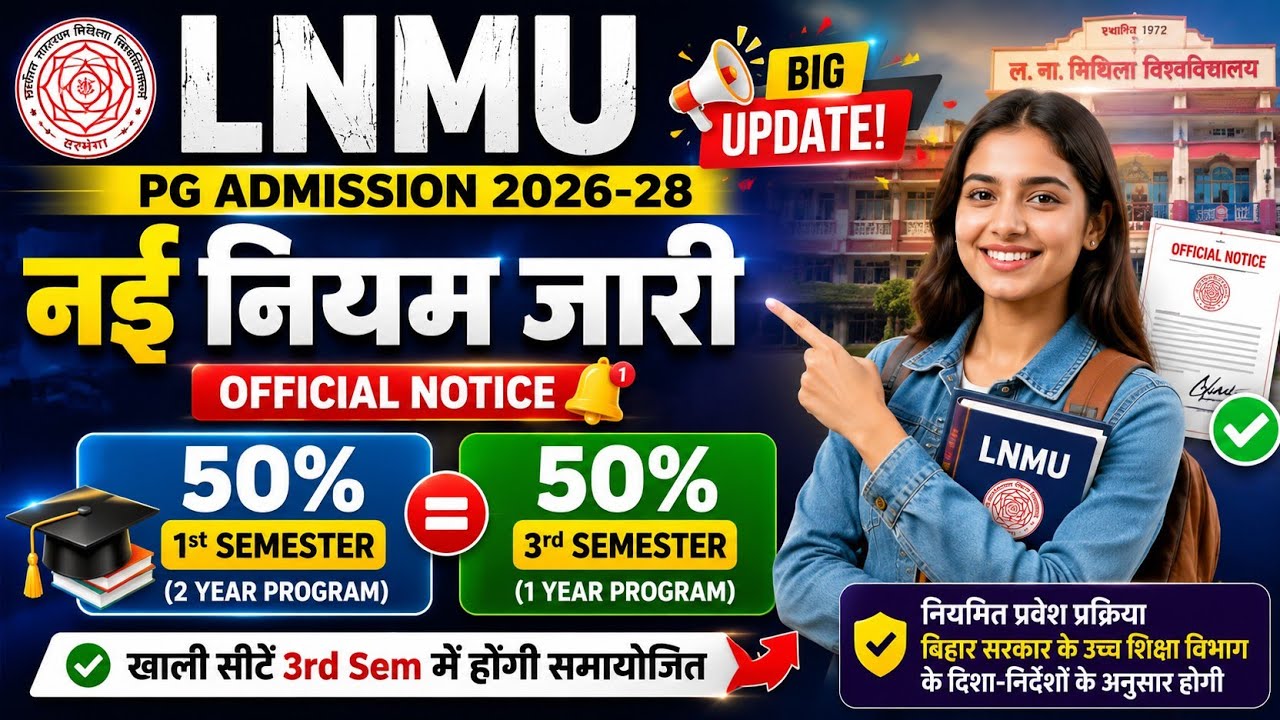 LNMU PG Admission 2026-28 New Rule 😱 | 50-50 Seat Distribution Official Notice