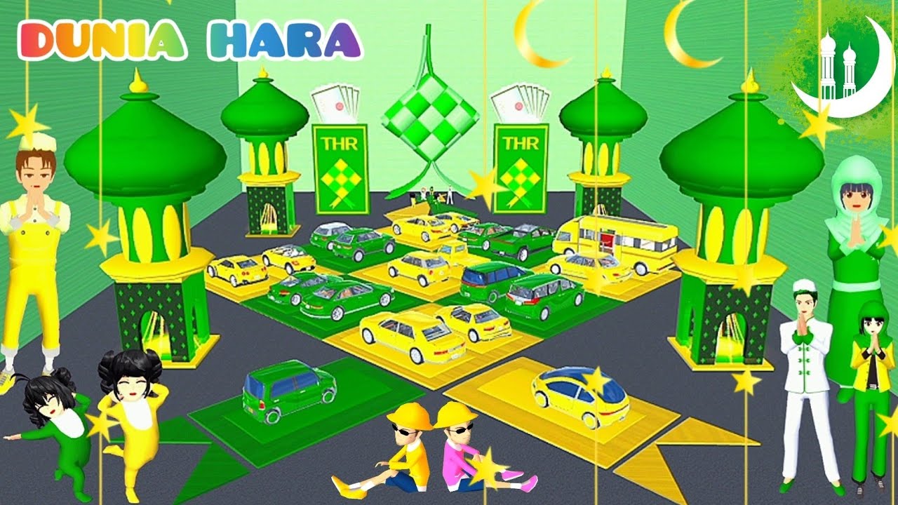 Yuta Mio Cari Thr Lebaran Idul Fitri Kumpul Mobil Ketupat Raksasa Hijau Kuning 🟢🟡 | Sakura School