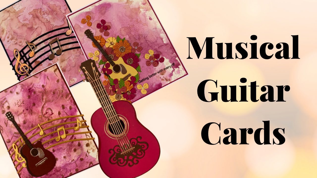 Musical Guitar Cards using the Bibis Musical Notes collection from Spellbinders