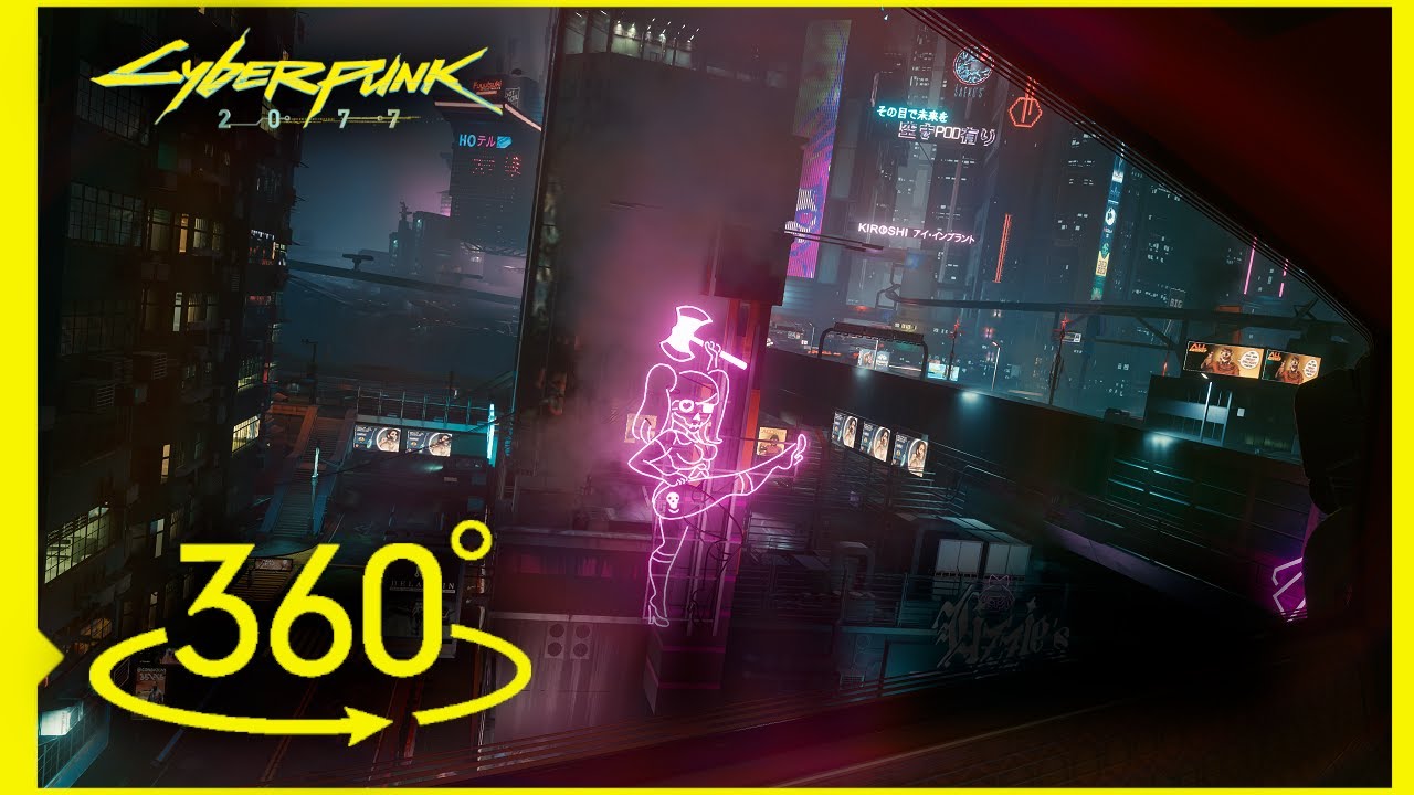 Cyberpunk 2077 in VR - Flight over Night City 360&deg;