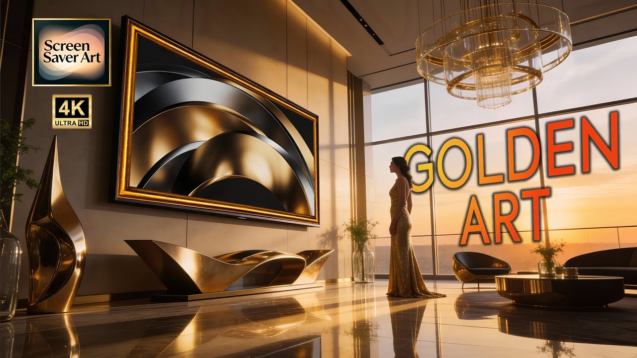 GOLDEN ART | Luxury Ambient Screensaver Art in 4K | Modern Penthouse Atmosphere