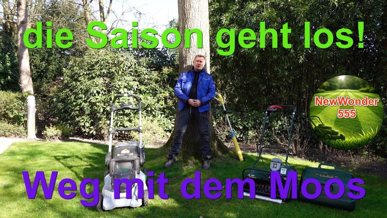 Rasenpflege Frühjahr Moss entfernen Düngen und Säen - Rasenpflege Reihenfolge - NewWonnder555 🌻🌻🌻
